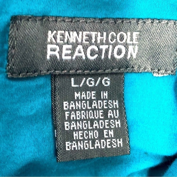 Kenneth Cole Reaction teal blue short sleeve button down shirt size large - Picture 6 of 13